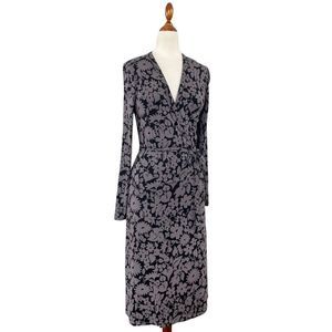 Boden Soft Jersey Long Sleeve Wrap Dress Purple Grey Size 6 Long